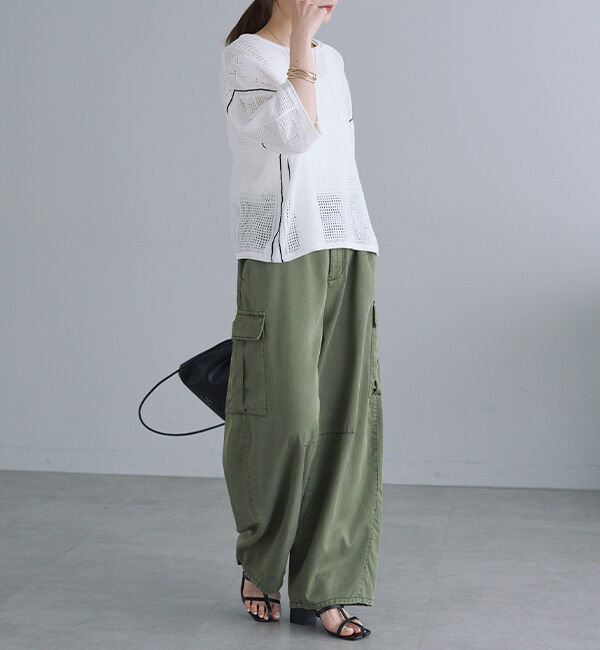  「配色透かし編みプルオーバー」|ニット・セーター|