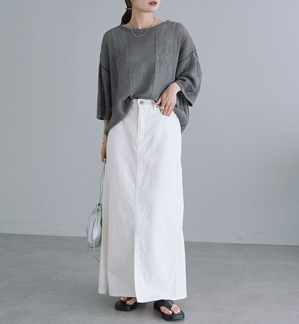  「配色透かし編みプルオーバー」|ニット・セーター|