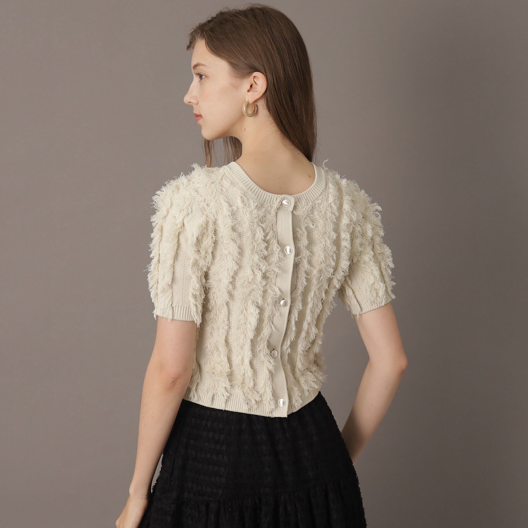 DRESSTERIOR「【前後2WAY/洗える】半袖フリンジニット」|ニット・セーター|