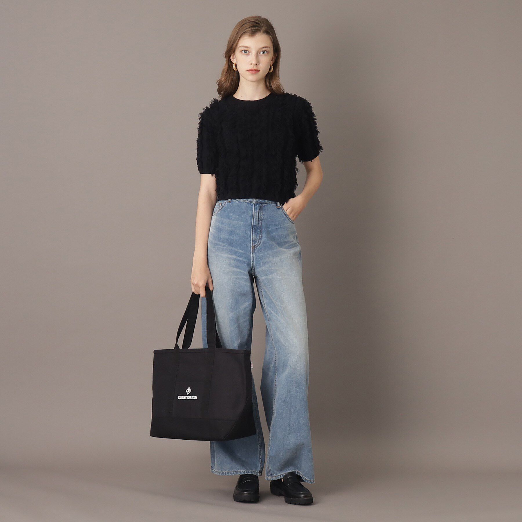 DRESSTERIOR「【前後2WAY/洗える】半袖フリンジニット」|ニット・セーター|