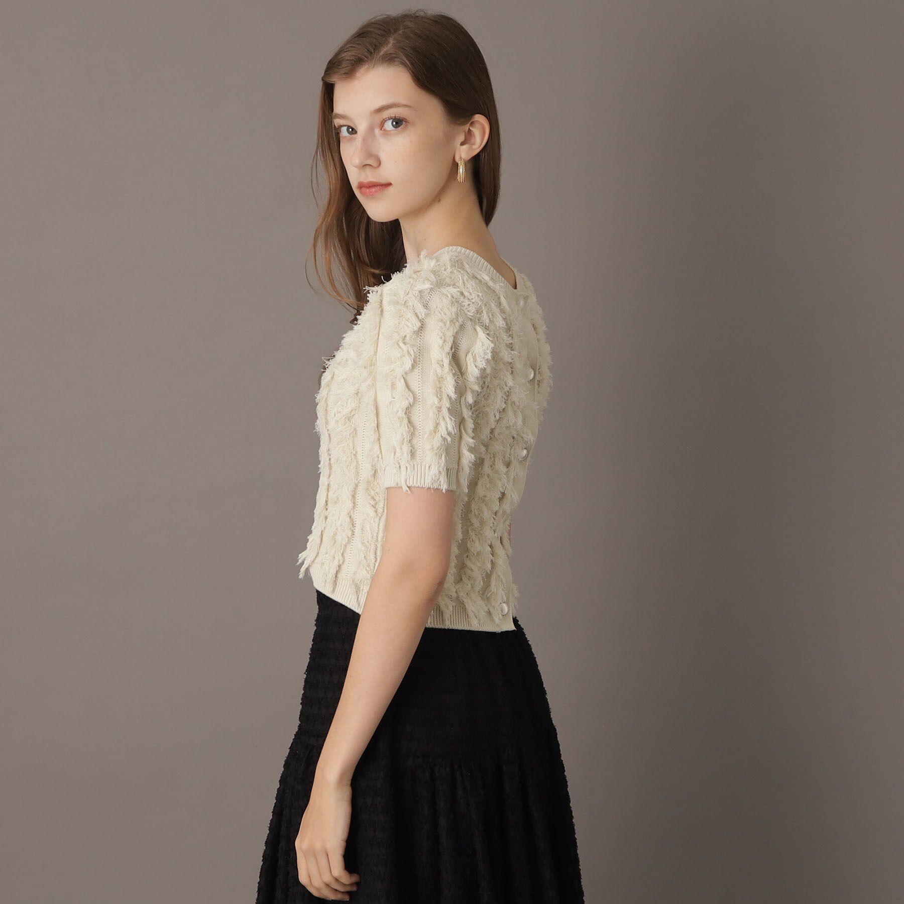 DRESSTERIOR「【前後2WAY/洗える】半袖フリンジニット」|ニット・セーター|