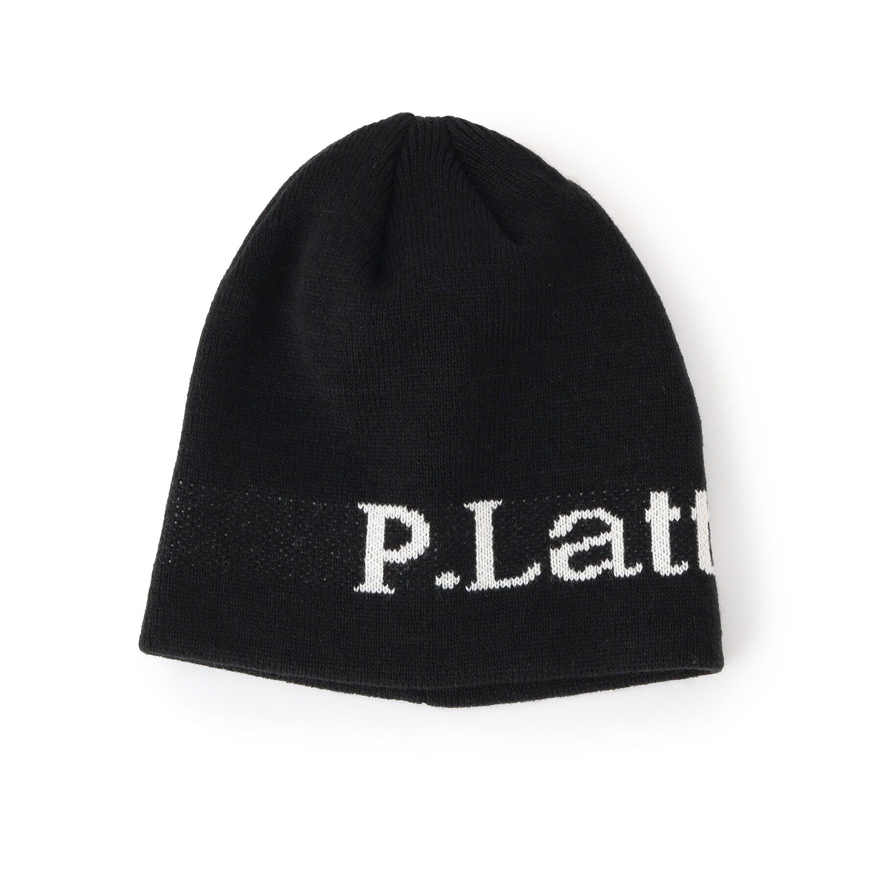 PINK-latte「ジャカードロゴビーニー」|ニット帽|ﾌﾞﾗｯｸ(019)