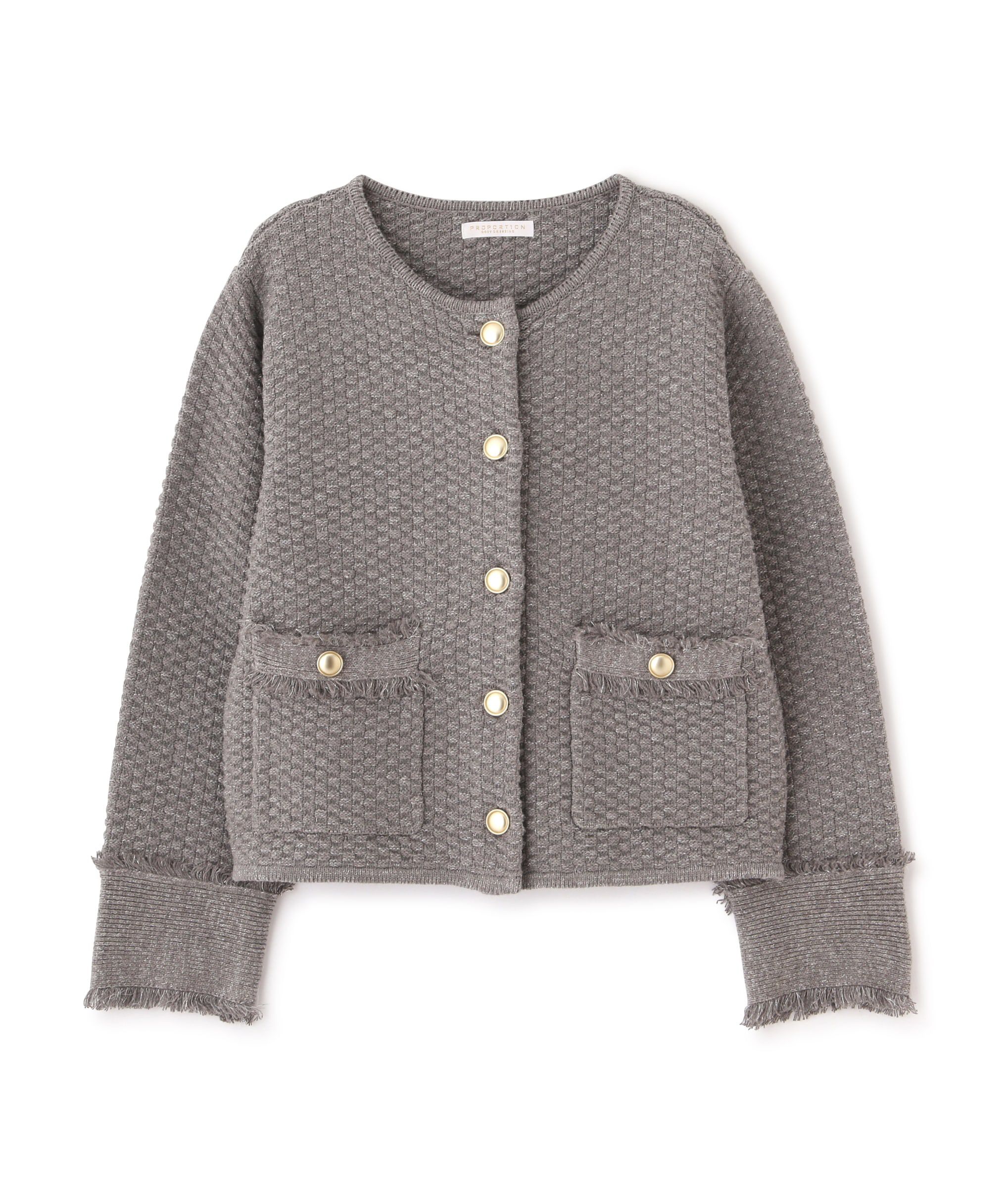 PROPORTION BODY DRESSING「ラメツイードニットカーディガン　WEB限定カラー：キャメル　24AW」|カーディガン|