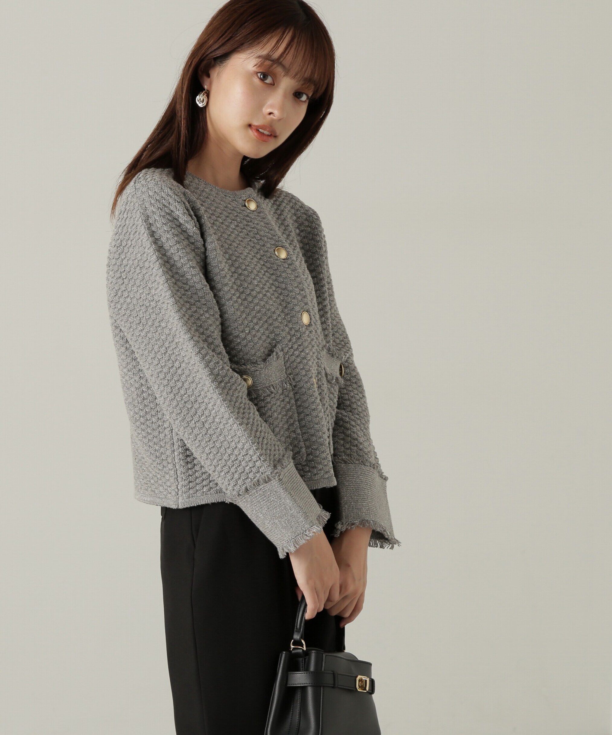 PROPORTION BODY DRESSING「ラメツイードニットカーディガン　WEB限定カラー：キャメル　24AW」|カーディガン|