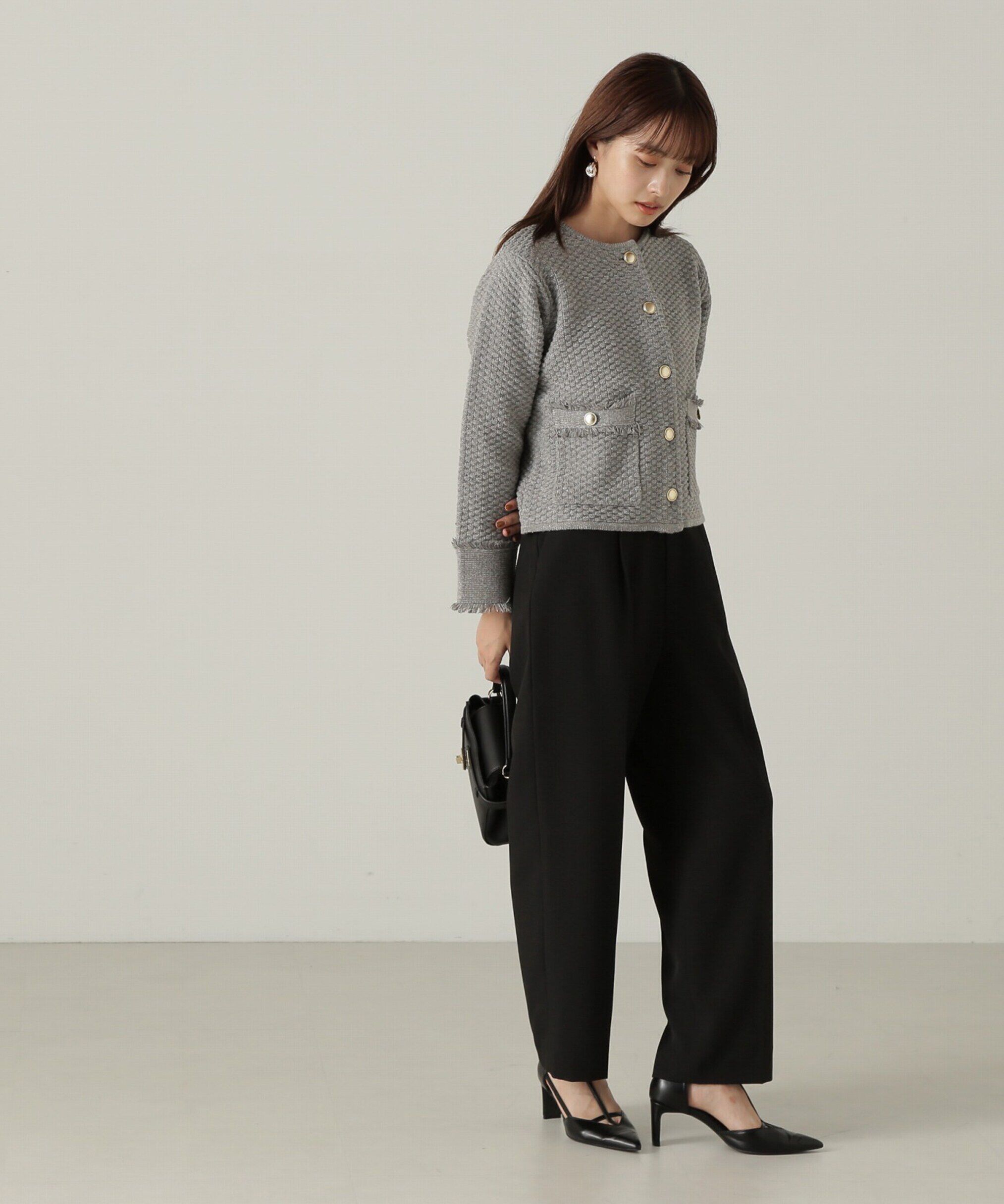 PROPORTION BODY DRESSING「ラメツイードニットカーディガン　WEB限定カラー：キャメル　24AW」|カーディガン|