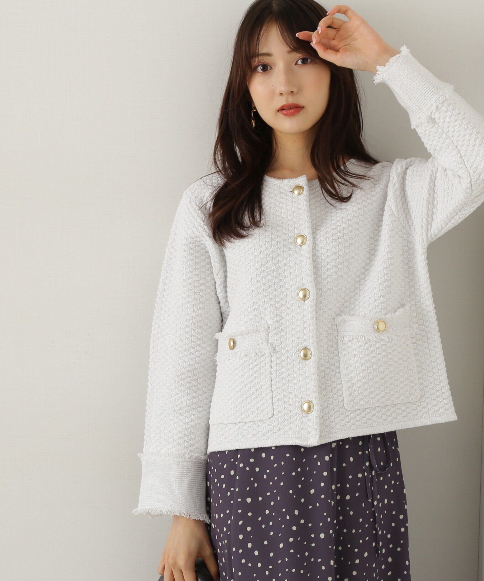 PROPORTION BODY DRESSING「ラメツイードニットカーディガン　WEB限定カラー：キャメル　24AW」|カーディガン|