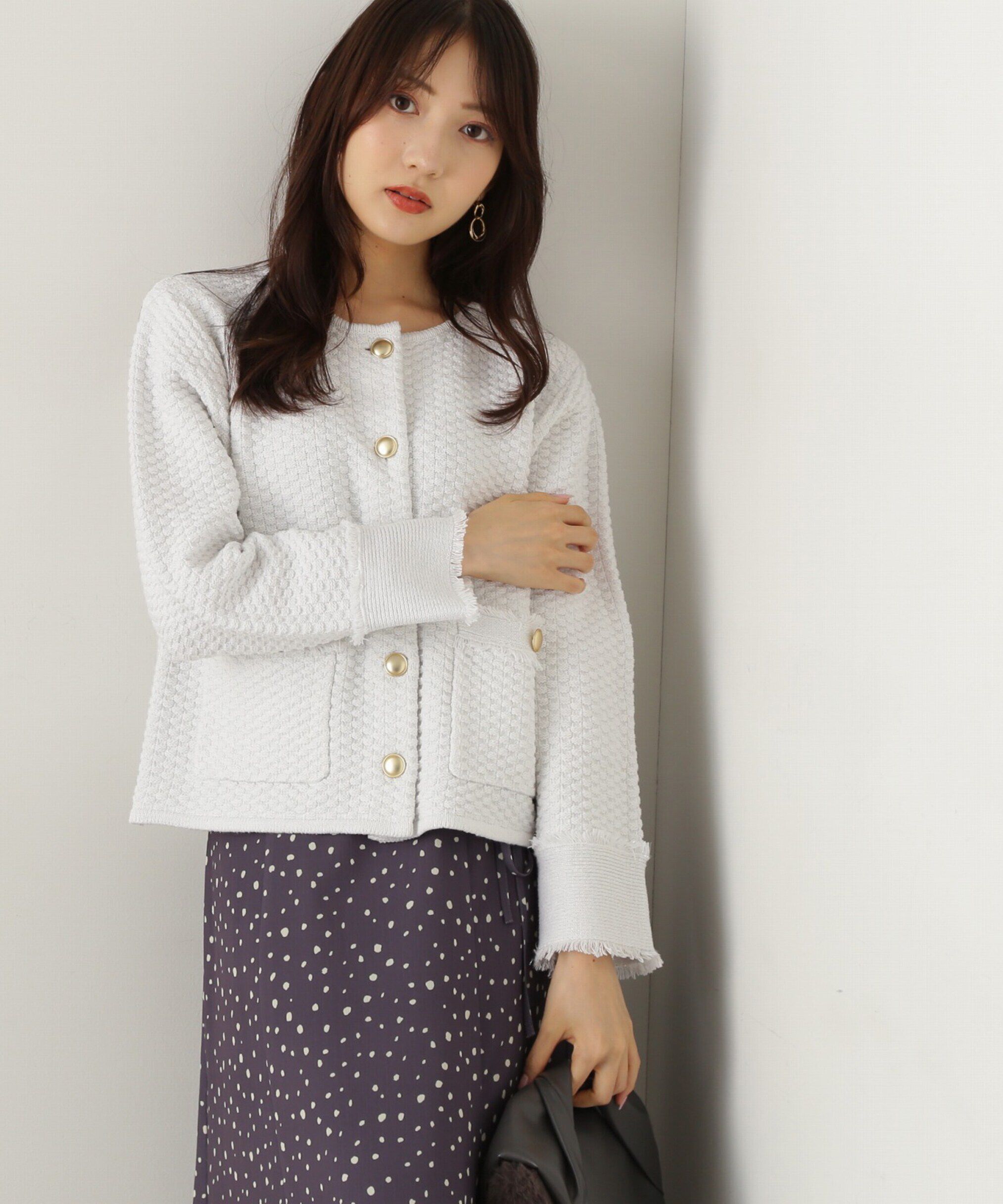 PROPORTION BODY DRESSING「ラメツイードニットカーディガン　WEB限定カラー：キャメル　24AW」|カーディガン|