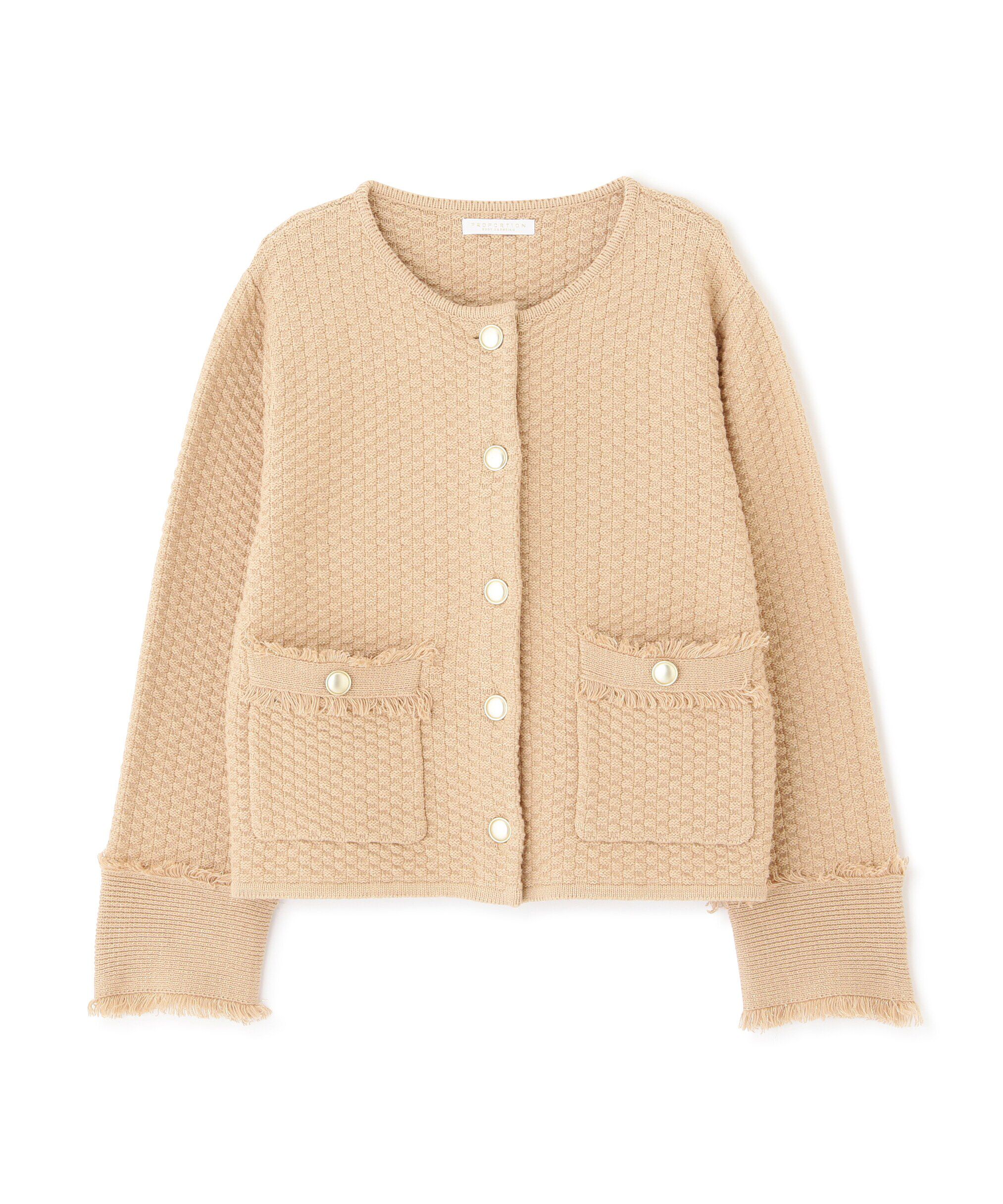 PROPORTION BODY DRESSING「ラメツイードニットカーディガン　WEB限定カラー：キャメル　24AW」|カーディガン|