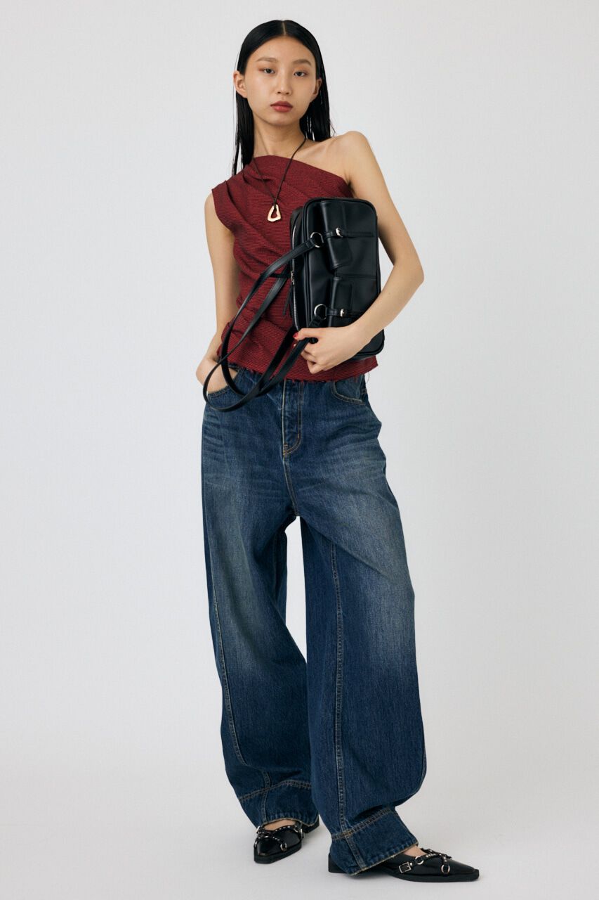 MOUSSY「OVER DYED CURVED バギー」|デニム|