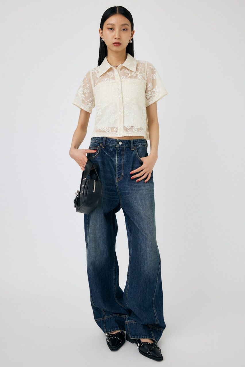 MOUSSY「OVER DYED CURVED バギー」|デニム|