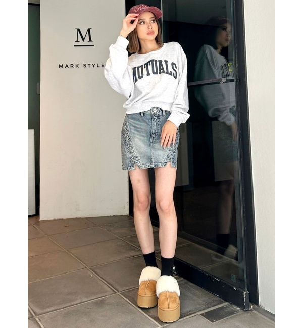 GYDA「ハイウエスSIDEサイドレースアップデニムスカートライクショートパンツ」|スカート|