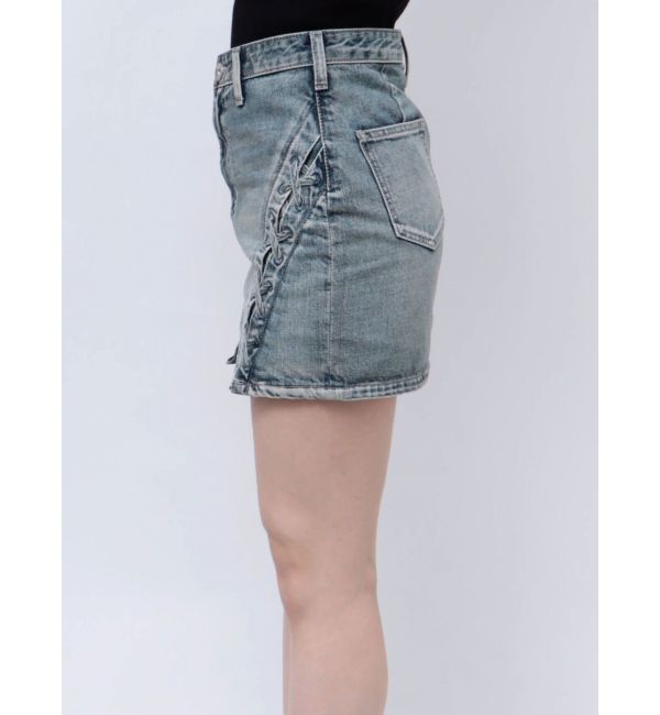 GYDA「ハイウエスSIDEサイドレースアップデニムスカートライクショートパンツ」|スカート|