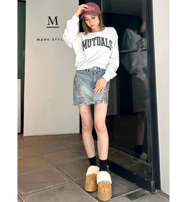 GYDA「ハイウエスSIDEサイドレースアップデニムスカートライクショートパンツ」|スカート|