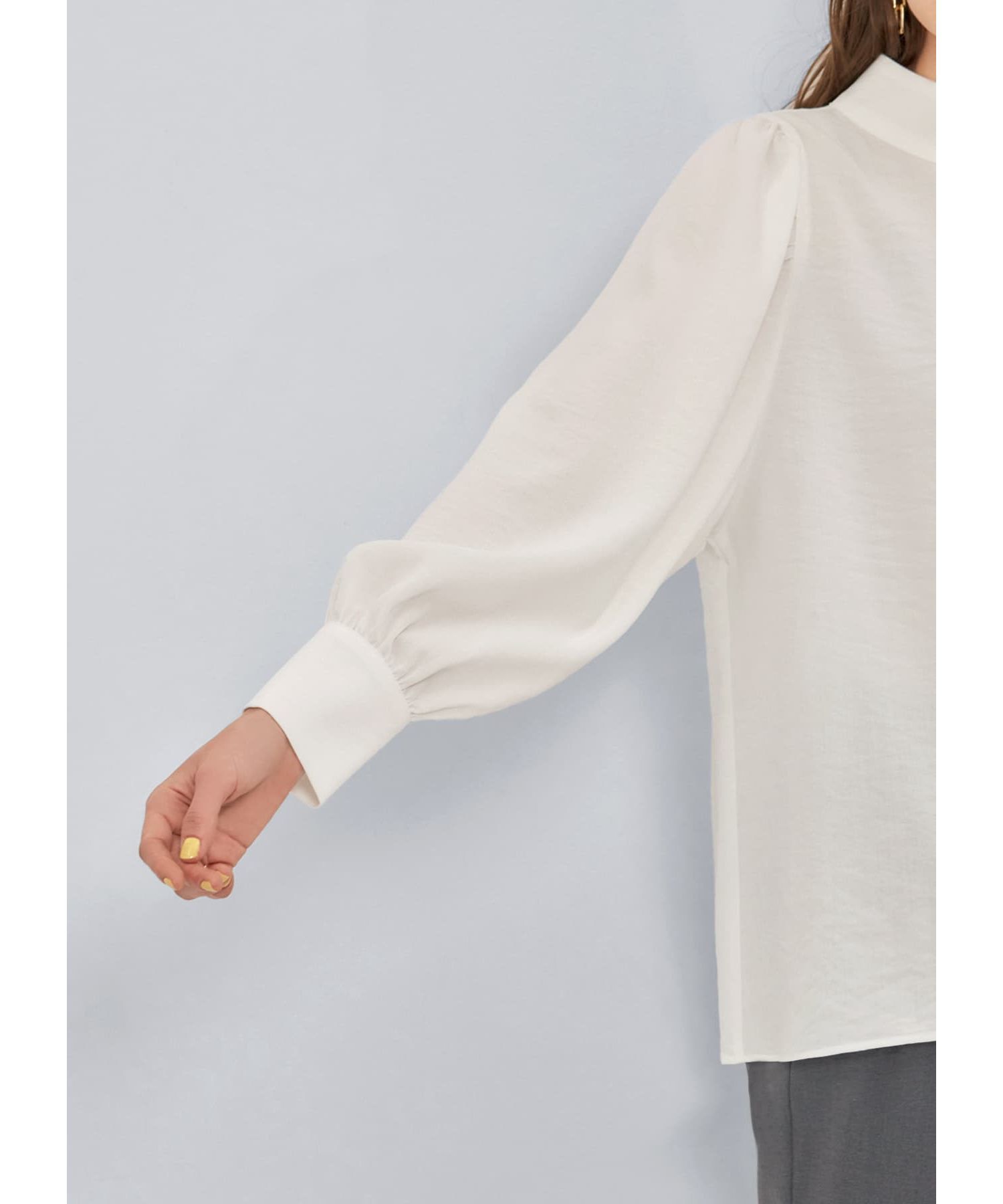 STYLE DELI「スタンドネック袖ギャザーブラウス」|シャツ・ブラウス|