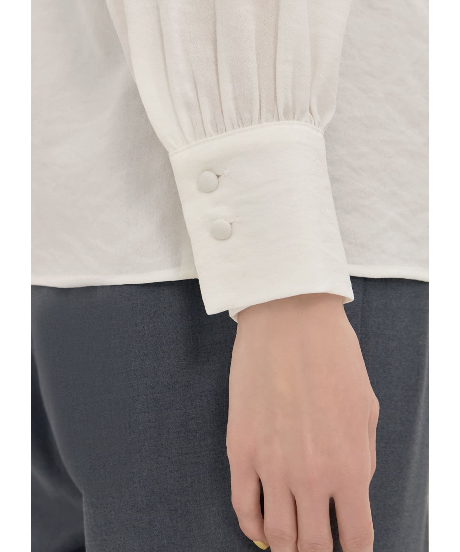 STYLE DELI「スタンドネック袖ギャザーブラウス」|シャツ・ブラウス|