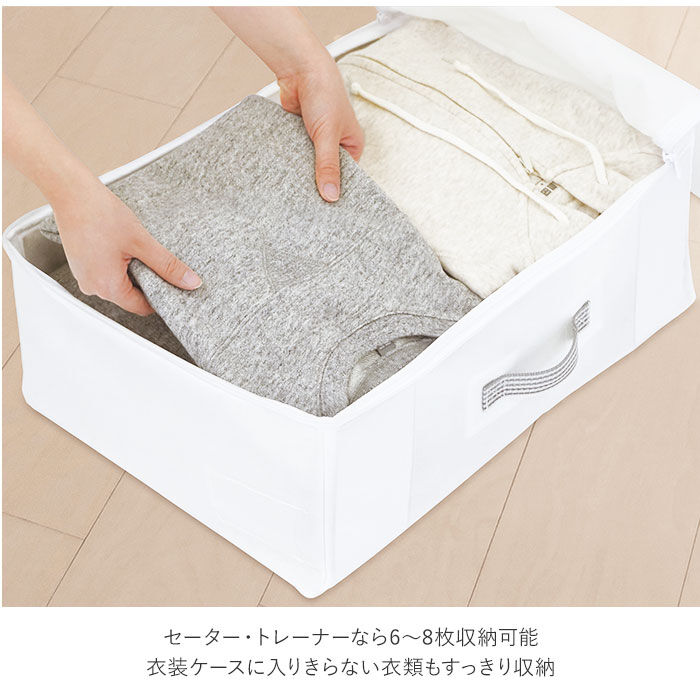 BACKYARD FAMILY「収納ボックス 布 ふた付き 通販 ファスナー 浅型 フタ付き おしゃれ シンプル 白 ホワイト」|その他|