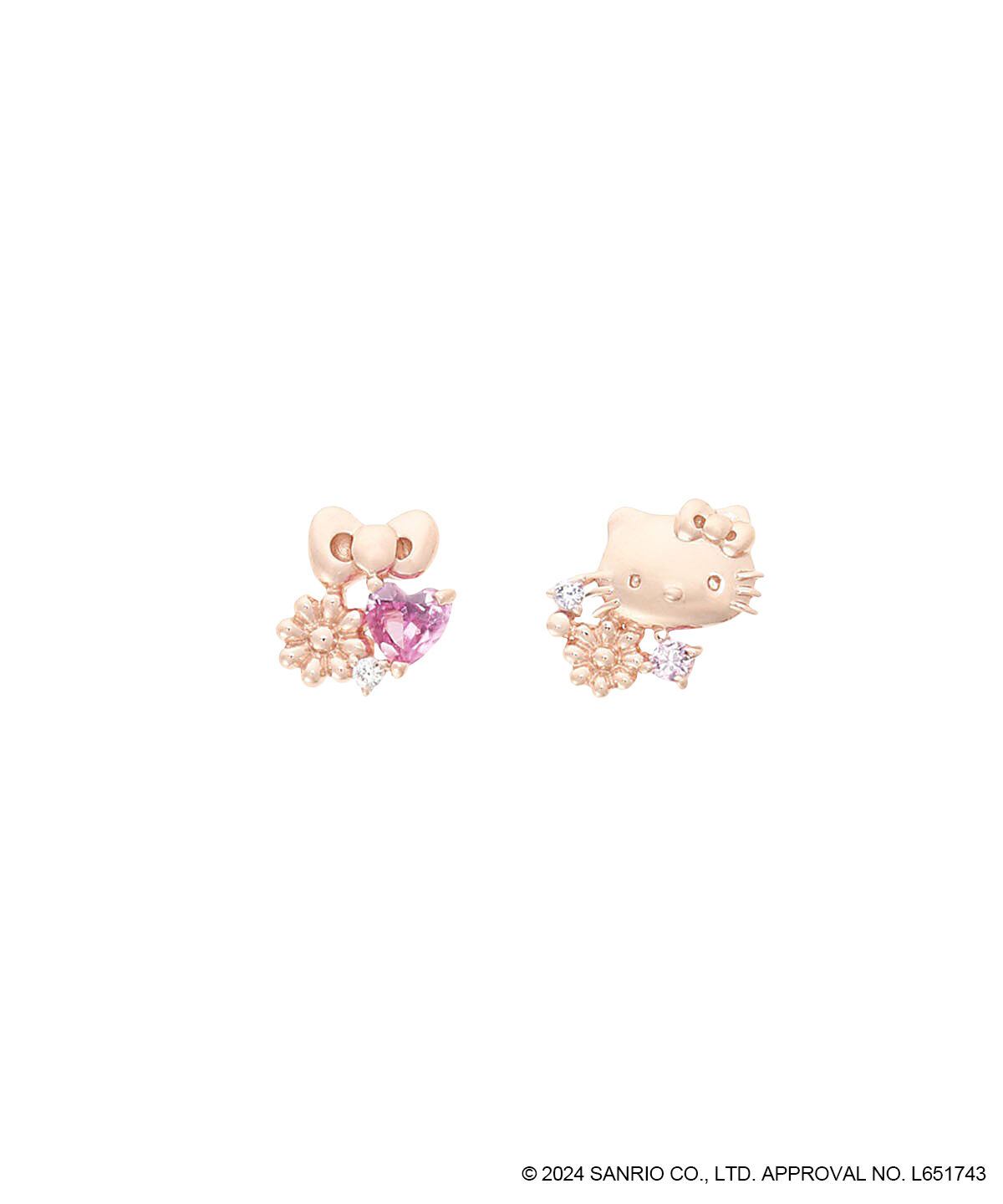 newme by Samantha Thavasa「「ハローキティ」50周年記念コレクション アシンメトリーピアス」|ピアス|SILVER PGﾒｯｷ