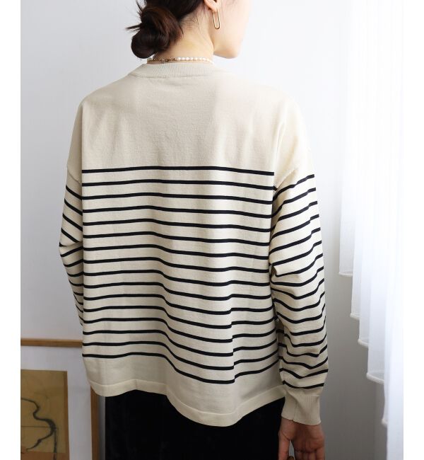  「《WEB限定アイテム》パネルボーダーワイドシルエットニット」|ニット・セーター|