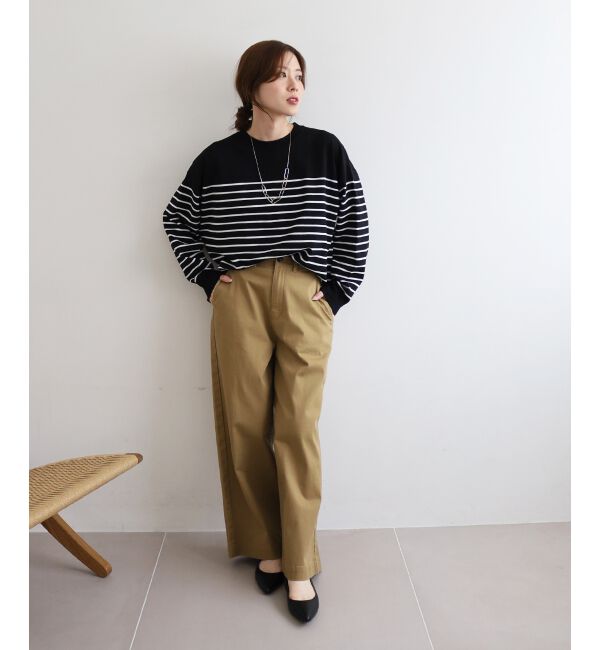  「《WEB限定アイテム》パネルボーダーワイドシルエットニット」|ニット・セーター|