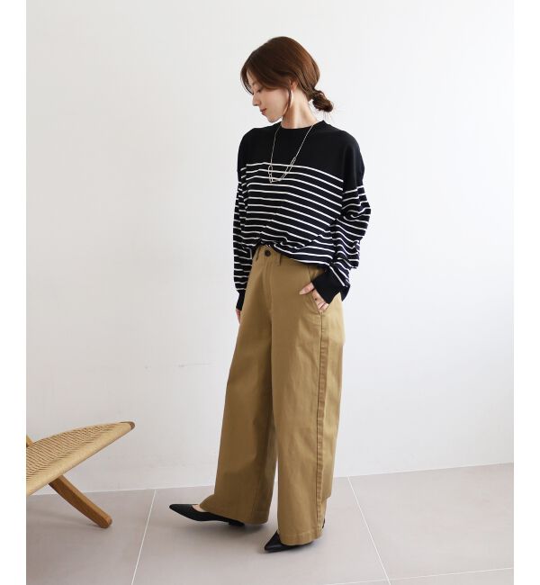  「《WEB限定アイテム》パネルボーダーワイドシルエットニット」|ニット・セーター|