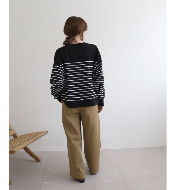  「《WEB限定アイテム》パネルボーダーワイドシルエットニット」|ニット・セーター|