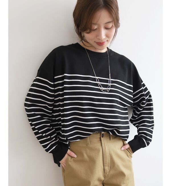  「《WEB限定アイテム》パネルボーダーワイドシルエットニット」|ニット・セーター|