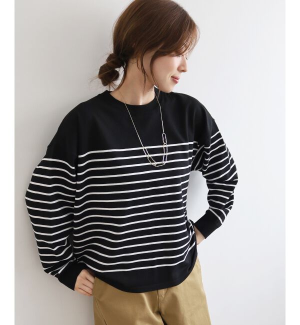  「《WEB限定アイテム》パネルボーダーワイドシルエットニット」|ニット・セーター|