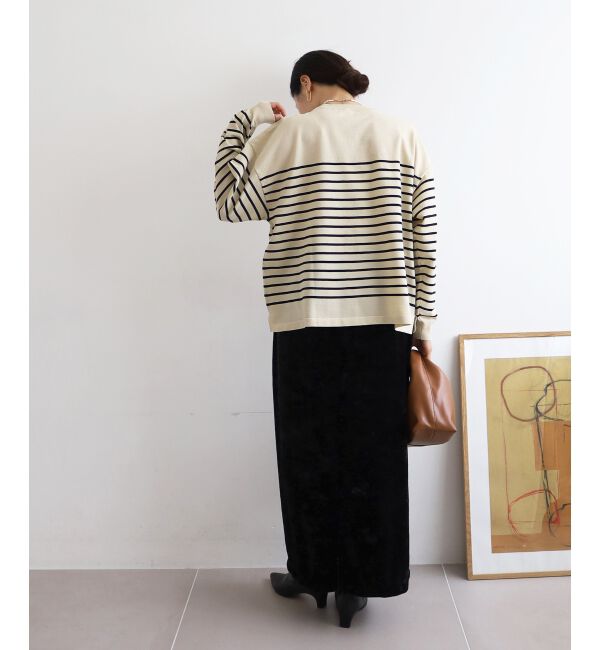  「《WEB限定アイテム》パネルボーダーワイドシルエットニット」|ニット・セーター|