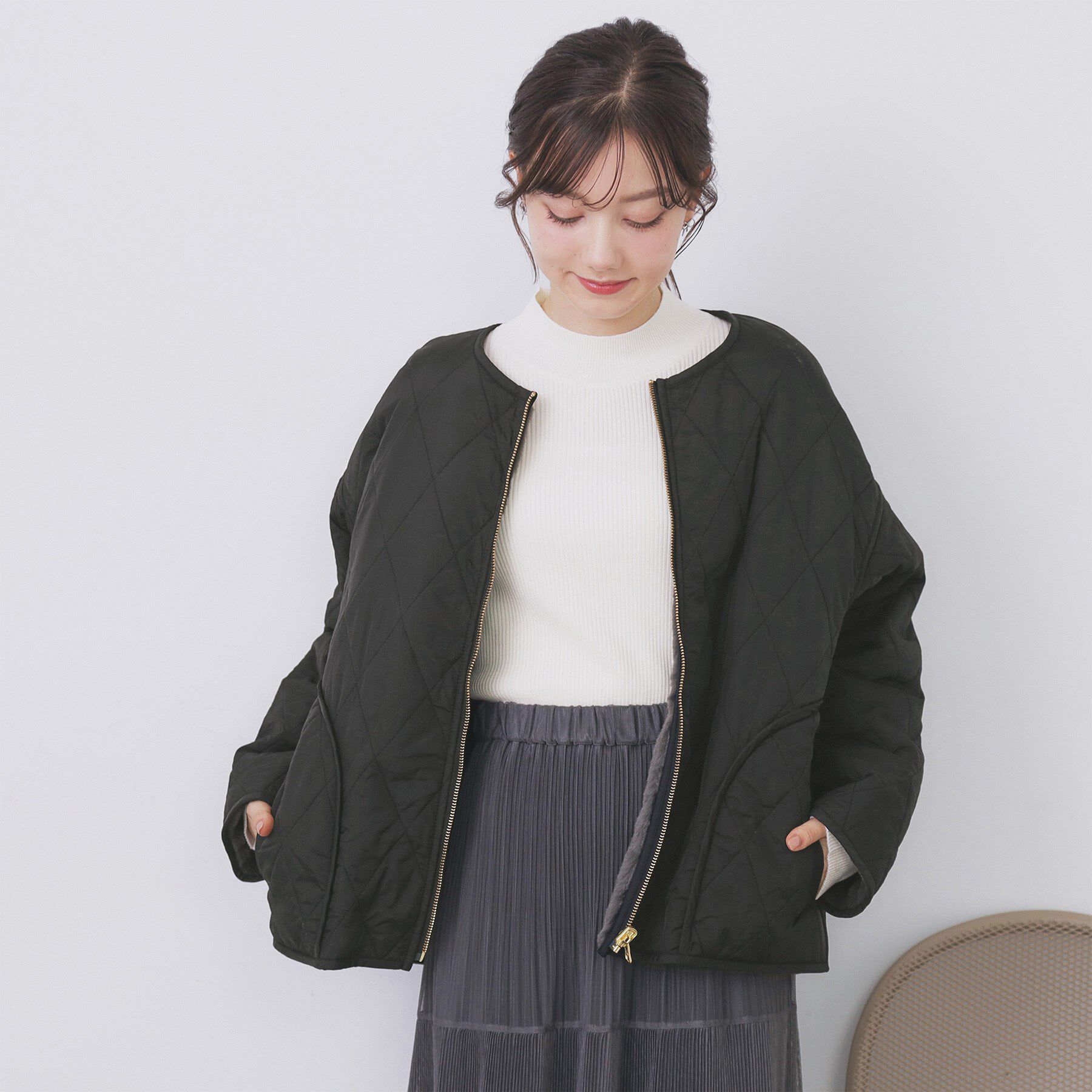 index「リバーシブル キルティングファーブルゾン【洗濯機OK】」|ブルゾン・スタジャン|