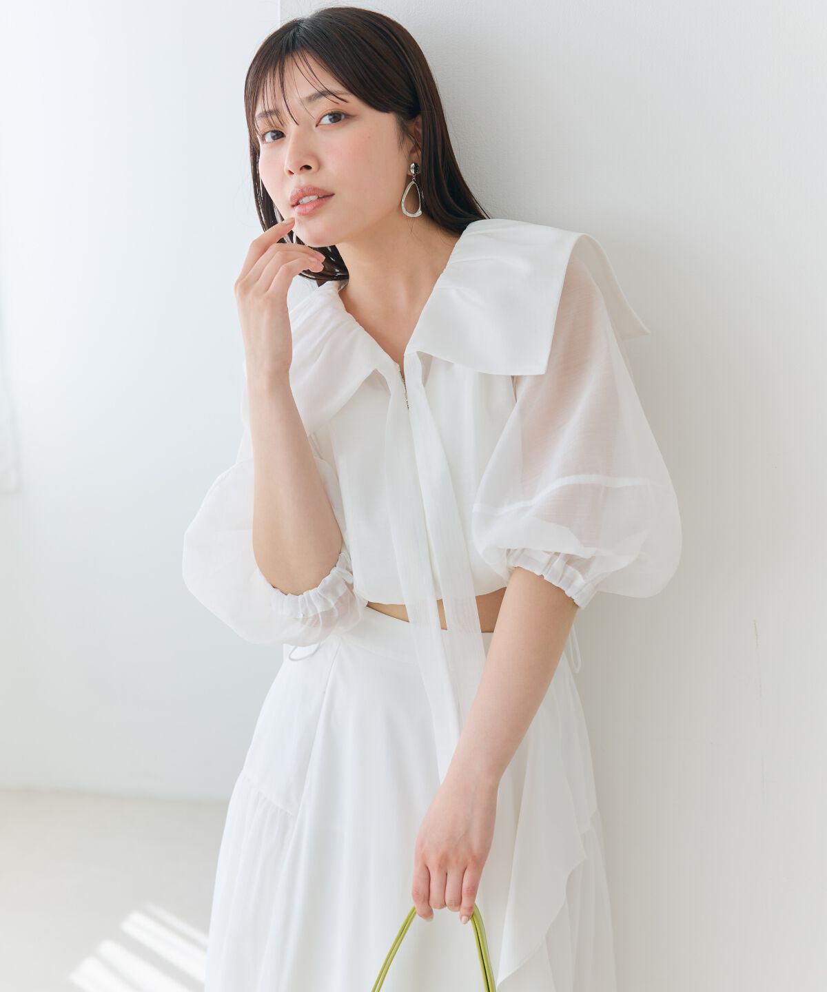 アンドクチュール「オーガンジーBIGカラーパーカー」|パーカー|オフ