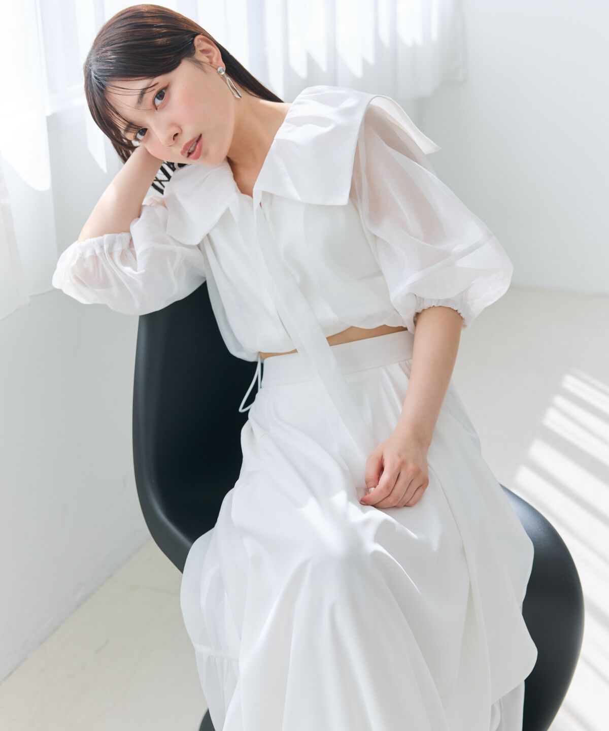 アンドクチュール「オーガンジーBIGカラーパーカー」|パーカー|