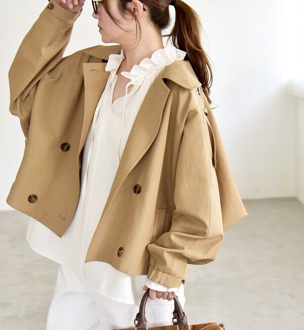 quaranciel「《予約》quaranciel: ドルマンスリーブ ショート トレンチ コート」|トレンチコート|