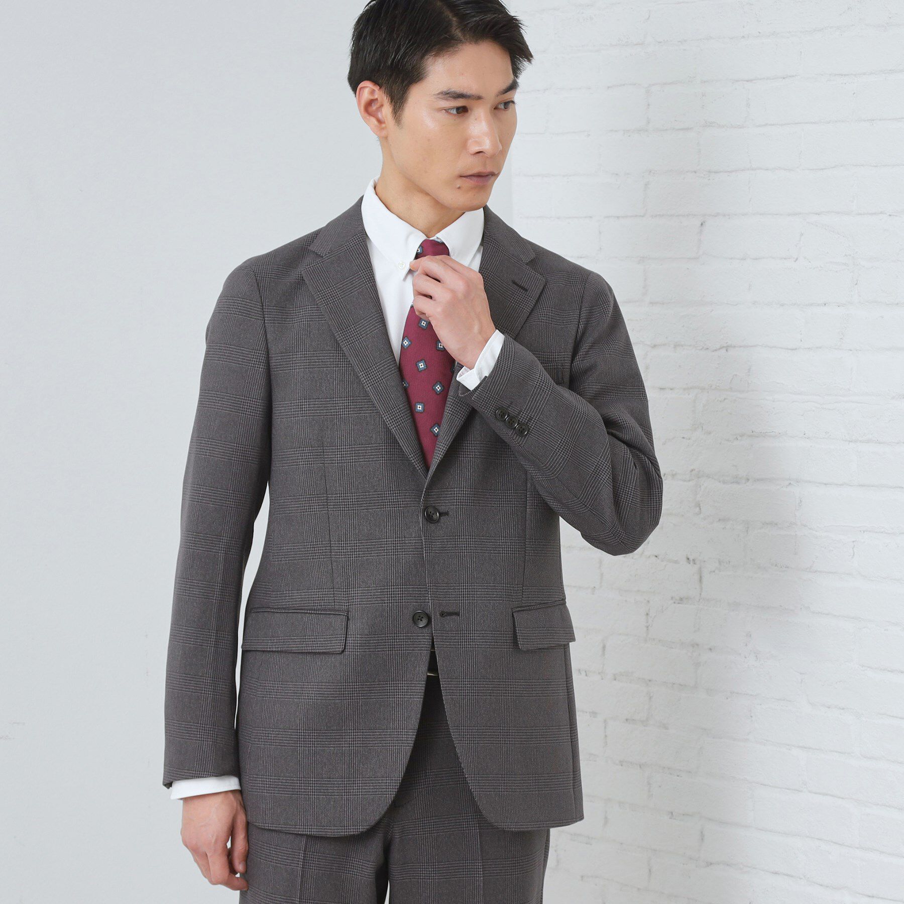 THE SHOP TK「【セットアップ可/防シワ/洗濯機OK】AVANT WOOLYグレンチェックジャケット」|テーラードジャケット|グレー(212)