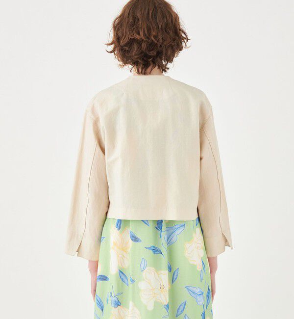 Ballsey「リネンコットンムーブ クルーネックジャケット」|ノーカラージャケット|