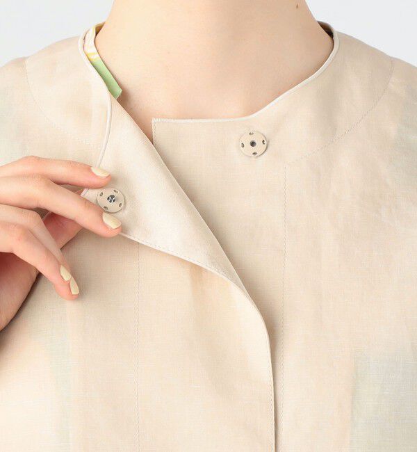 Ballsey「リネンコットンムーブ クルーネックジャケット」|ノーカラージャケット|
