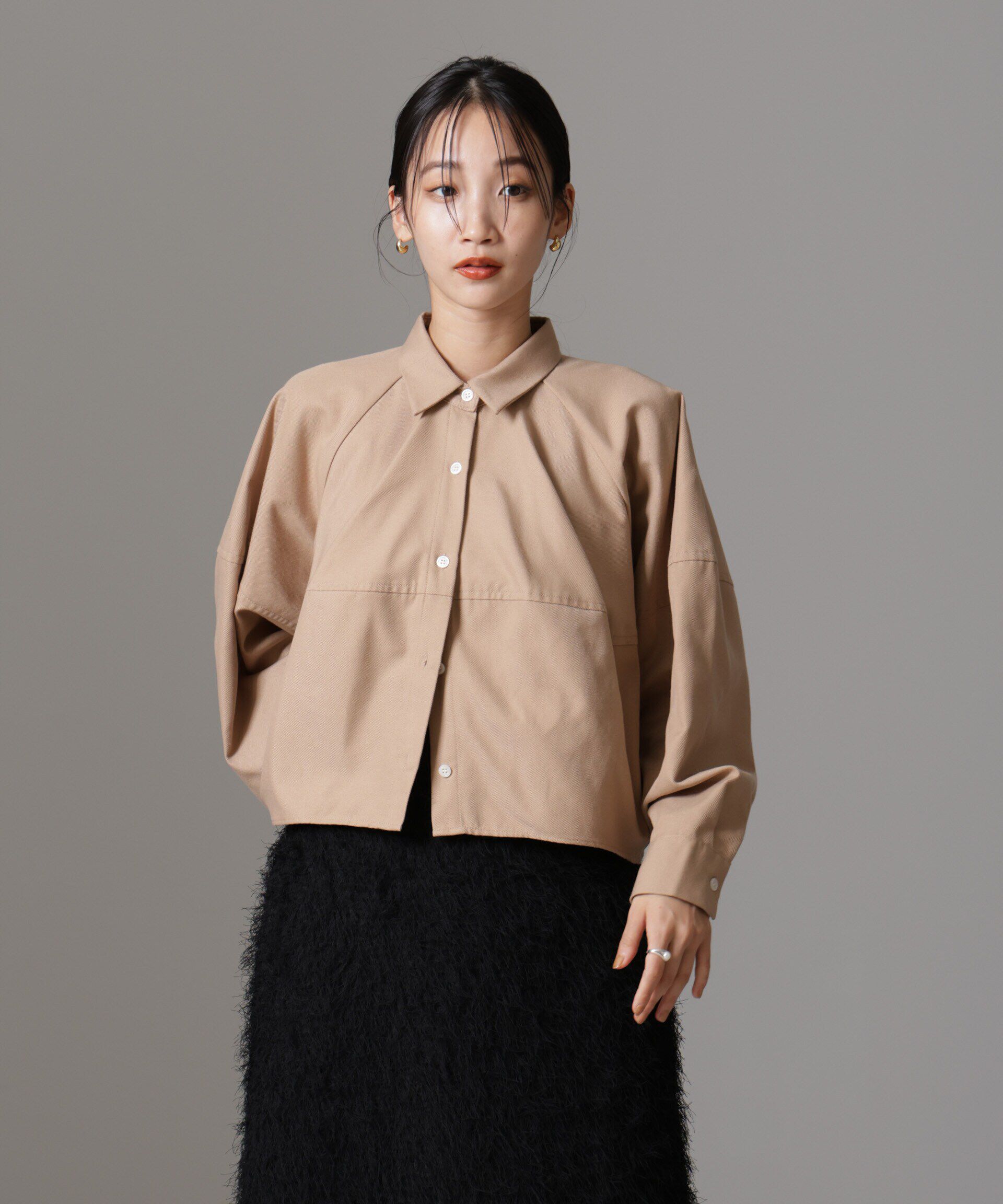 nano･universe「バルーンシルエットシャツ(セットアップ可)」|シャツ・ブラウス|ベージュ