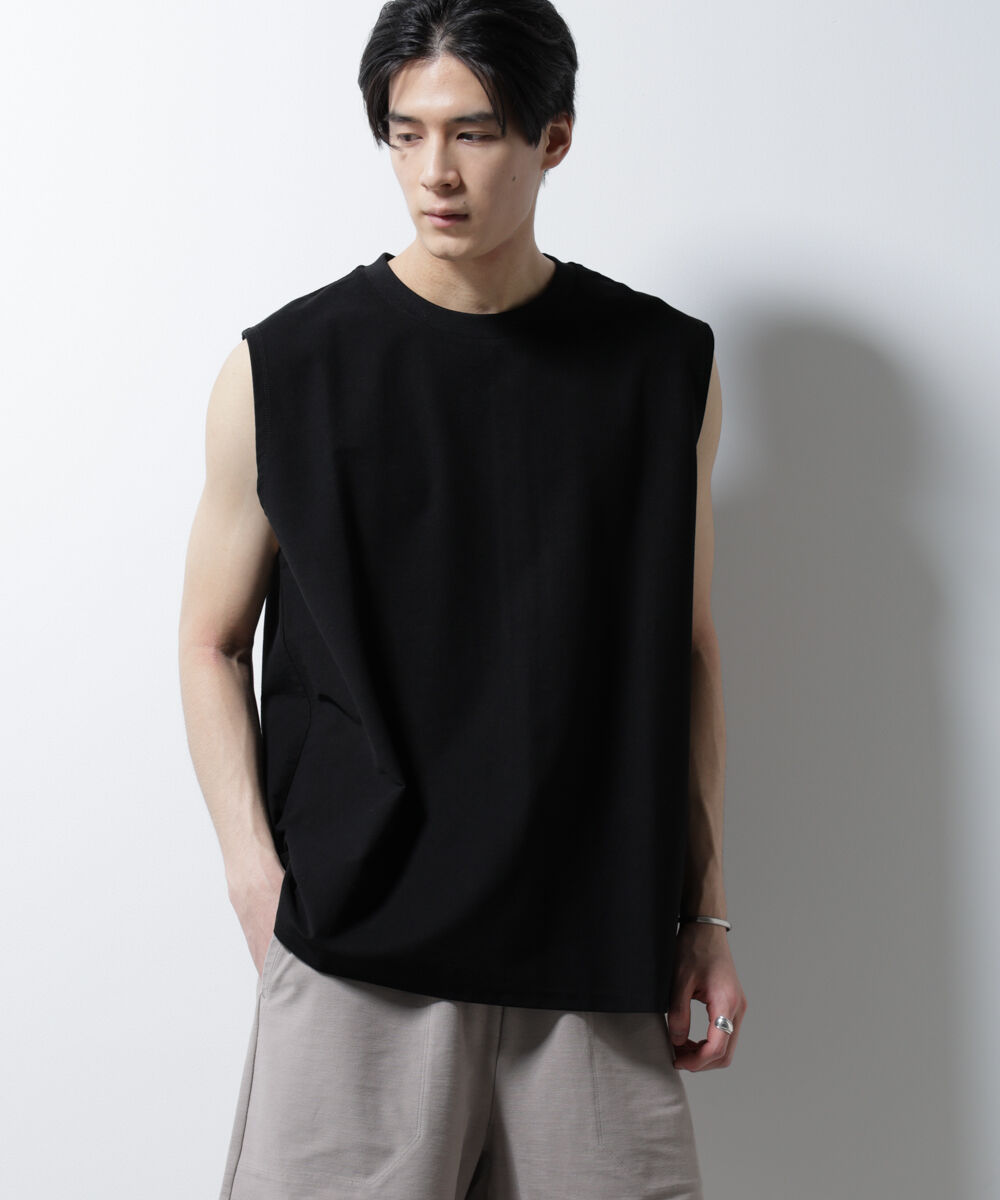 nano･universe「「MC」coveross(R)ツイル調 冷感プレーティング天竺ノースリーブ」|Tシャツ・カットソー|