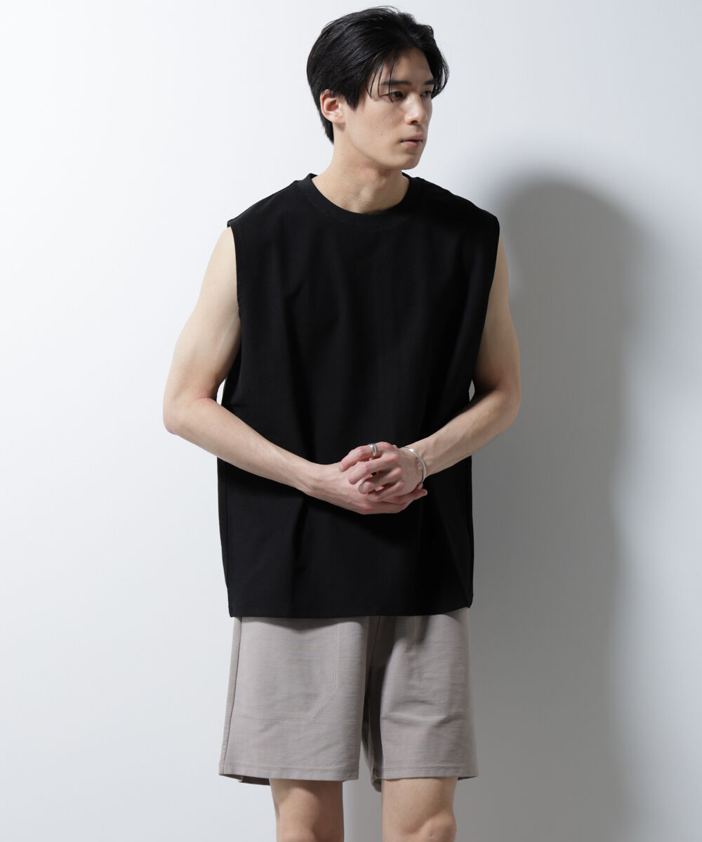 nano･universe「「MC」coveross(R)ツイル調 冷感プレーティング天竺ノースリーブ」|Tシャツ・カットソー|