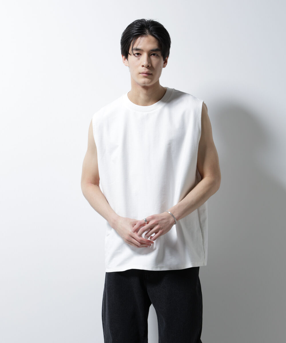 nano･universe「「MC」coveross(R)ツイル調 冷感プレーティング天竺ノースリーブ」|Tシャツ・カットソー|