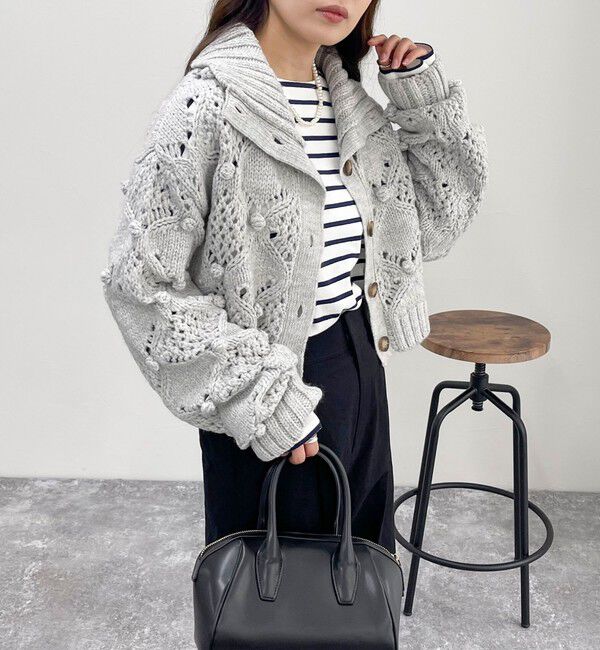 fredy emue「ポップコーンハイネックカーディガン」|ニット・セーター|