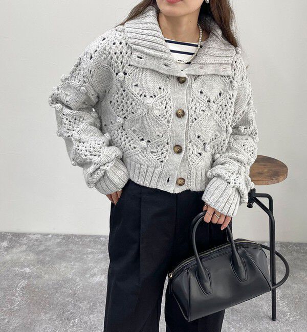 fredy emue「ポップコーンハイネックカーディガン」|ニット・セーター|