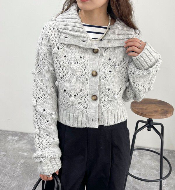 fredy emue「ポップコーンハイネックカーディガン」|ニット・セーター|