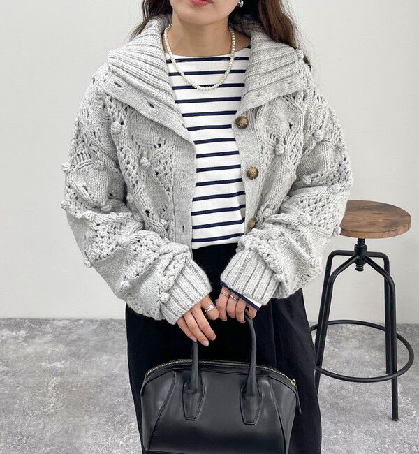 fredy emue「ポップコーンハイネックカーディガン」|ニット・セーター|