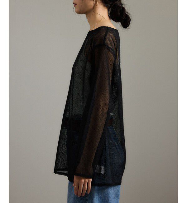 SALON adam et rope'「リネンブレンドメッシュロングスリーブプルオーバー」|ニット・セーター|