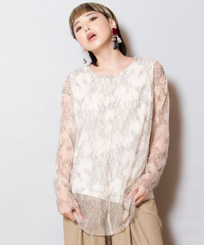  「レースレイヤードプルオーバー」|Tシャツ・カットソー|IVORY