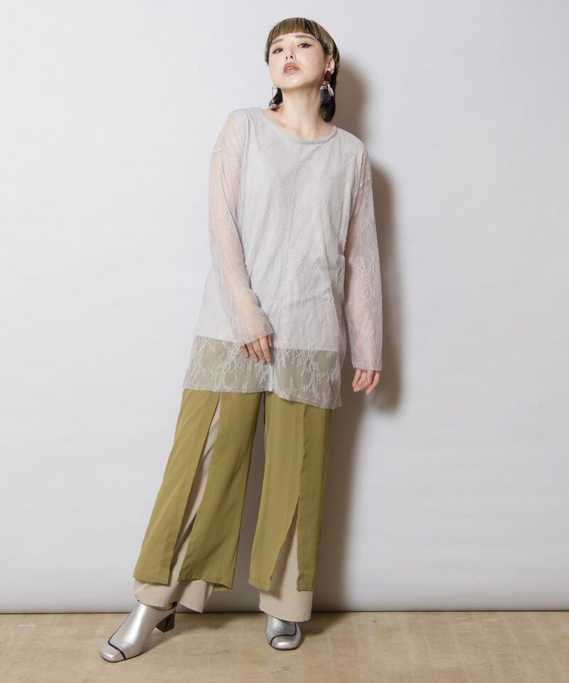  「レースレイヤードプルオーバー」|Tシャツ・カットソー|