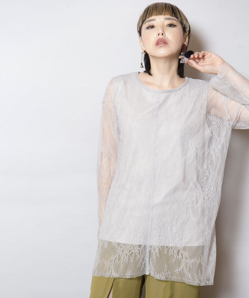  「レースレイヤードプルオーバー」|Tシャツ・カットソー|