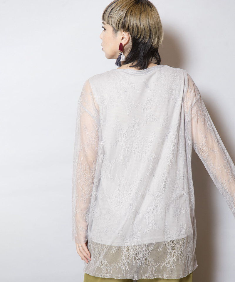  「レースレイヤードプルオーバー」|Tシャツ・カットソー|
