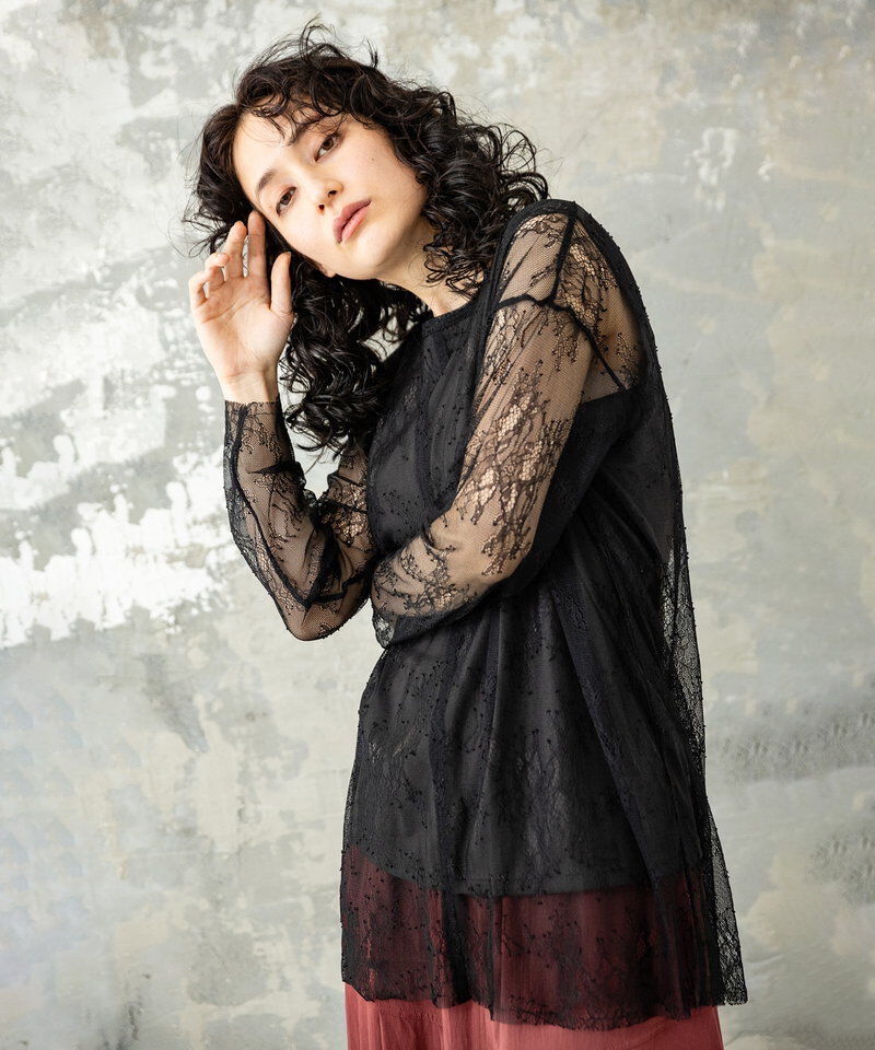  「レースレイヤードプルオーバー」|Tシャツ・カットソー|