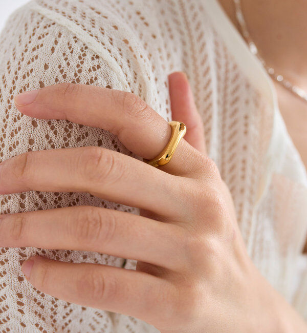  「【R.good(アールドットグッド)】フラットスクエアリング」|リング|ゴールド